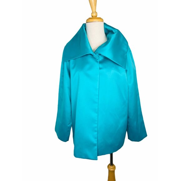 Adrienne Landau Swing Jacket Blazer Shawl Collar Satiny Material Women Vintage S - Picture 8 of 10